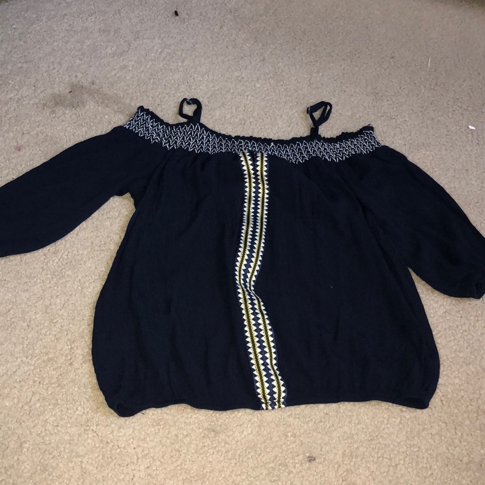 Off the shoulder blue top